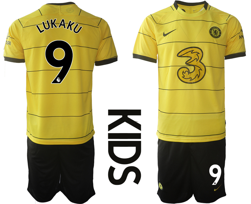 Youth 2021-2022 Club Chelsea away yellow #9 Soccer Jersey->youth soccer jersey->Youth Jersey